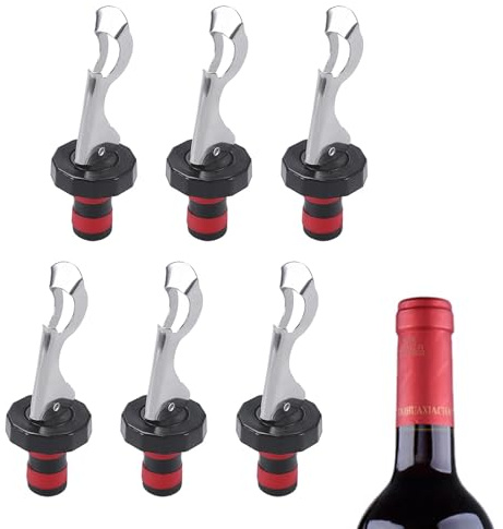6 Pcs Reusable Wine Bottle Stoppers, Lever Arm Bottle Stoppers Wine Bottles Lid Vacuum Plug Champagne Stopper Saver Sealer for Corks Beer Spirits Collection Supplies