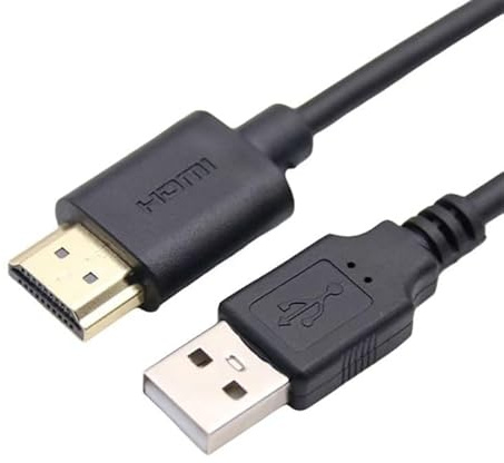 Câble de charge USB 2.0 vers HDMI de 1 m, connecteur HDMI plaqué or, câble d'alimentation blindé anti-interférences pour disque dur externe, lecteur Blu-Ray, PS4, Apple TV, Roku, HDTV