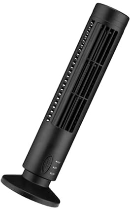 SIXRUN Mini Ventilatore a Torre USB da Tavolo Senza Lama, 2 velocità, Raffreddamento Silenzioso, Dormitorio per Ufficio, Studio, per Studenti ABSDorm (BLACK)