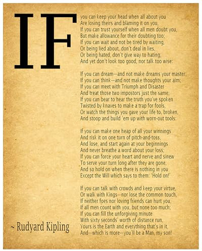 Rudyard Kipling Kunstdruck mit Gedicht, Vintage-Wandkunst, 28 x 35 cm