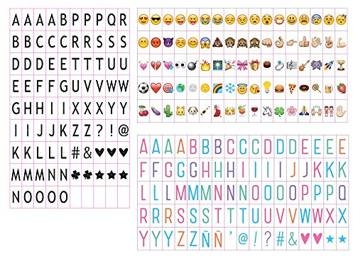 Emsmil Klein Buchstaben Set Buchstaben Zahlen Symbole Black Farbe Buchstaben, Pastell Farbe Emojis For LED Lightbox Leuchtkasten Erweiterung A4 Cinematic Lichtbox