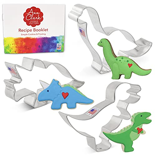 Ausstechformen von Ann Clark USA, Dinosaurier Dino Keksausstecher - 3-Teilig Set - T-Rex, Brontosaurus und Triceratops