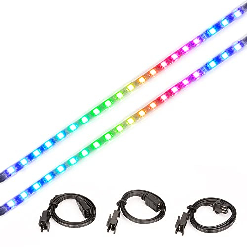 J&D PC LED RGB Striscia luminosa, 2 Confezioni Autoadesiva Striscia Luminosa 5V 3pin RGB LED Illuminazione Strisce Decorative per Interni/Esterni con Prolunga per PC, 13.8 Pollici