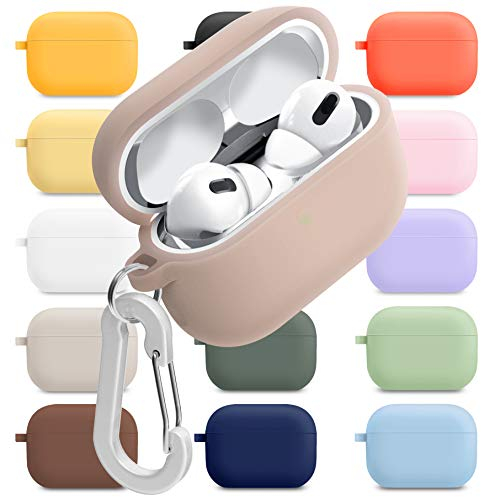 superdivision Silikon Hülle für AirPods Pro (2022/2019) Stoßfest Schutzhülle mit Karabiner Staubdichter Metallic-Aufkleber kabelloses Laden AirPods Pro 2 / AirPods Pro [Front-LED Sichtbar]
