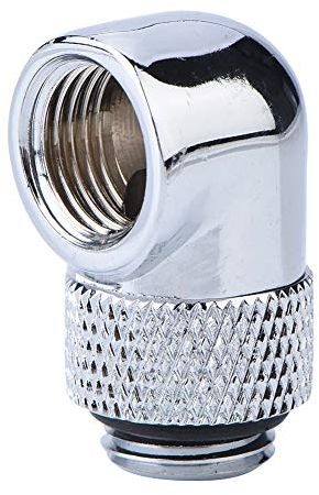90 ° Winkel Drehrohrverschraubung, 360 ° drehbarer Rohrverschraubungsadapter, 2 '' G1/4 Gewindebogenanschluss für PC Wasserkühlsystem(Silver)