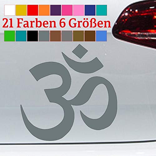 generisch Om Zeichen Aufkleber Yoga Omm Ohm Symbol AUM Huddhismus Hindu Meditation Sticker in 6 Größen und 21 Farben