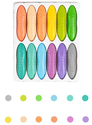 ISAKEN Kleinkinder Wachsmalstifte,12 Farben Zeichenstift Stapelbares Handflächengriff Wachsmalstifte,Sicherheit und Ungiftig Farbstifte Wasserfest Bunte Malstifte Spielzeug Geschenke für Kinder, Baby