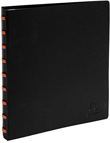 Exacompta - Réf. 86034E - 1 Protège-documents Exactive amovible à anneaux avec 30 pochettes détachables - 60 vues - 5 intercalaires couleur avec porte étiquette - pour A5 - couverture rigide noire