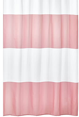 mDesign Duschvorhang mit breiten Streifen – waschbarer Vorhang für Dusche und Badewanne – Badezimmervorhang aus 100% gewebtem Polyester – ockerfarben/weiß