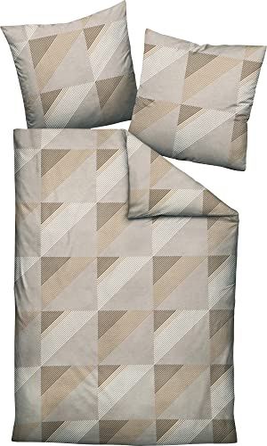 Janine Mako-Satin-Bettwäsche J.D. 240x220 cm + 2X 80x80 cm Taupe