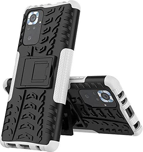 Funda para móvil Xiaomi Redmi Note 10 Pro con Soporte Protección 360 Grados 2 en 1 Carcasa Dura Resistente Antigolpes Protectora Heavy Duty Rugged Armor Case Bumper (Xiaomi Redmi Note 10 Pro, Blanco)