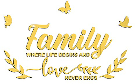 Duories 3D Family Schmetterling Spiegel Wand Aufkleber Dekoration Sofa Hintergrund Wandaufkleber Wandsticker Wandtattoo Wanddeko Wanddekoration Decals für Wohnzimmer Schlafzimmer Wohnkultur,Gold