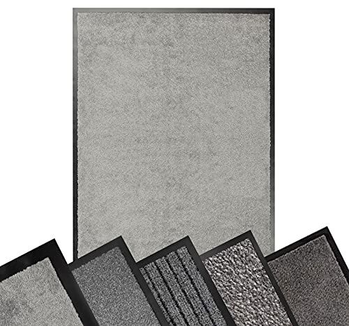 Floordirekt Schmutzfangmatte GRAU - XXL Teppich für Flur Eingang Eingangsbereich innen & außen - Türmatte Sauberlaufmatte Fußabtreter Fussmatte - rutschfest & pflegeleicht (60 x 90 cm, Monochrom)