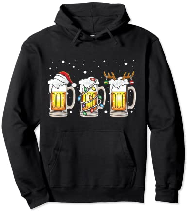 Chopes à bière Père Noël, elfe, renne, arbre de Noël Sweat à Capuche
