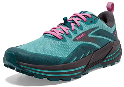 Brooks Damen Cascadia 16 Sneaker, Porcelain Blue Coral Pink, 40 EU Schmal