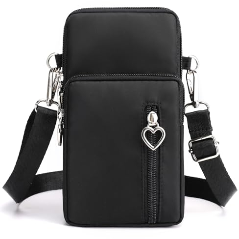 DuoLmi Crossbody Bags Mobile Phone Wallet Bags, Women Nylon Cell Phone Purse Travel Crossbody Bag Wristband Sport Compatible with iPhone 16 Pro Max/15/14/13/12/11 Galaxy S23 Plus