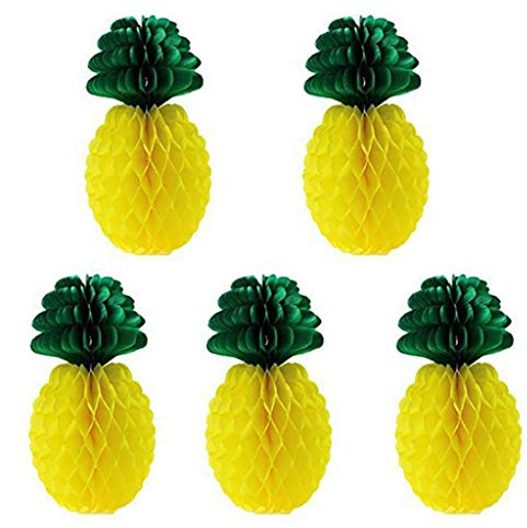 U-K 5 Stück tropische Früchte, Papier, Ananas, Wabenball, Festival, Party, hängende Dekoration wie abgebildet