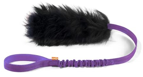 HOWGO Dog Rope Toy,Dog Bungee Chaser 100% Sheepskin,Sheep Smell Tug Toy for All Breeds (Purple, Long without Ball)