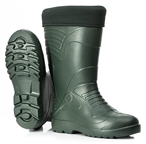 CLIMBR Ultraleichte gefütterte Gummistiefel Herren EVA Thermo 40-49 | Langschaft Gummistiefel mit isolierendem Innenfutter für Alltag, Garten und Spaziergänge