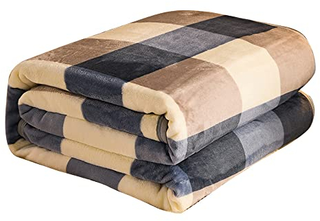 FANSU Kuscheldecke Flauschig Flanell Große Fleecedecke, extra Weiche und Warm Wohndecke Microfaser Decke als Wohnzimmerdecke, Sofaüberwurf oder Bettüberwurf (150x200cm,Blau Kariert)