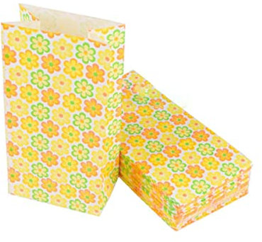 Mini-Kraftpapiertüten 10pcs / lot Stand Up Dot Bags Kinderparty-Geburtstags-Nahrungsmittelpapier-Kraftsiegel-Geschenk-Verpackungs-Festlichkeits-Beutel-Versorgungsmaterialien-gelbe Blumen, 20 Stck