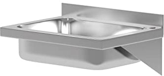 HENDI Waschbecken, Wandmontage, Ausgussbecken, Innenabmessungen: 350x250x(H)100mm, Abfluss: ø52mm, Öffnung für Wasserhähnen: ø35mm, 400x295x(H)145mm, Edelstahl