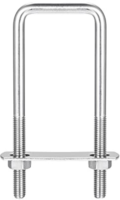sourcing map Square U-Bolts, 2 Sets 42mm(1.65) Inner Width 120mm Length M8 304 Stainless Steel U Clamp Bolt with Nuts and Plates, for Boat Trailer