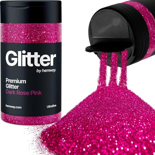 Hemway Premium Glitter Shaker - Dark Rose Pink | Ultrafine Metallic Flake Sequins for Resin & Epoxy Crafts | Craft Supplies for Tumblers, Festival, Hair, Face, Body, Eye & Nail Art | 130 g
