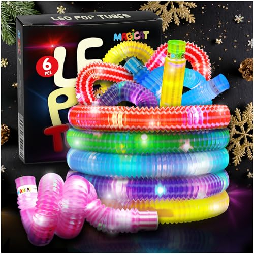 Magicat Premium LED Pop Tubes I 6-teiliges Set ausziehbarer Leucht-Popröhrchen in 6 Farben I Ideal als Mitgebsel für Halloween-Party, Kindergeburtstag Spiele, Weihnachten, für Kinder und Erwachsene