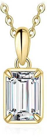 JewelryPalace Smaragdschliff 1ct Zirkonia Kette Anhänger, Braut Simulierter Diamant Schmuck Set, Halskette Damen Silber 925 Collier Damen mit Stein, Schmuck Mädchen Geschenk Frauen Vergoldet 45CM