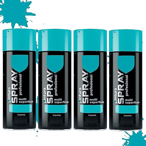 various Pintura Spray Turquesa de 400 ml Adecuado para las Superficies de Metal, Madera y Plástico Pack de 4 Unidad