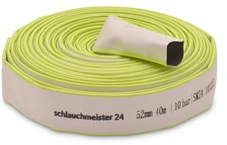 Ø 2 pulgadas - 52 mm, manguera plana de 40 m | Manguera de construcción | Manguera industrial | Caucho sintético, blanco con verde, 10 bar, -20°C a +60°C