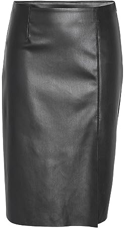 NOISY MAY Damen Nmclara Hw Slit Midi Length Skirt Noos Rock, Schwarz, XL EU