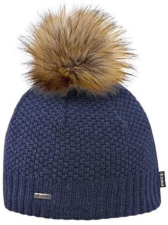 kama Strickmütze Merino A166, Damen - Dunkel Blau, Einheitsgröße