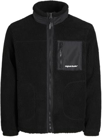 JACK & JONES Jorvesterbro Teddy Jacket Aw24 Noos Giacca in Pile, Nero, M Uomo