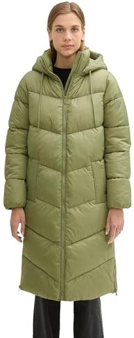 Tom Tailor Denim Damen Puffer Parka mit Abnehmbarer Kapuze, 18938 - Greyish Green, M