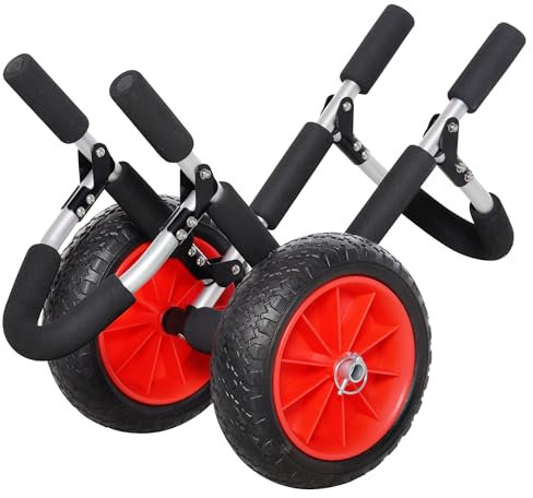 HOMCOM Carrello da surf pieghevole carrello da trasporto carrello per canoe telaio in alluminio dim. 64L x 55W x 38,5H nero e rosso