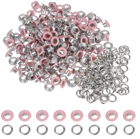 QUARKZMAN 200 Set Kit Occhielli in Metallo 5mm 3/16 Occhiello per Teloni Piccolo con Foro Rondelle per Scrapbooking Scarpe Abbigliamento Pelle Tela, Rosa