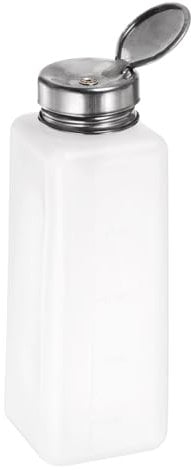 sourcing map Solvent Alcohol Dispensers 500ml(16.9oz) Push Down Liquid Dispenser Pump Bottle with Sealing Stainless Steel Lid for Acetone Solution, White