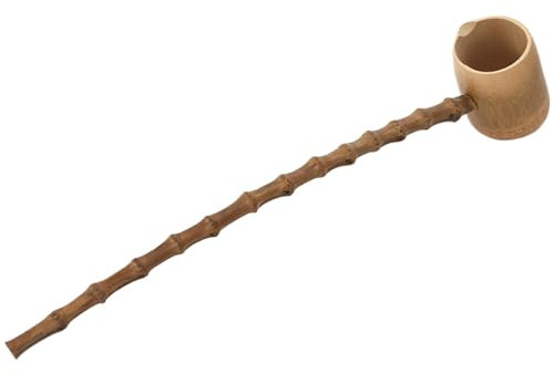 Cucharada de cuchara de madera con cucharada de madera de 16.5 pulgadas cucharón de bambú con mango largo estilo oriental cuchar de madera superficies suaves de bambúo adecuado para servir té o regar
