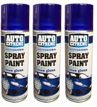 DIOXSTAR Blue Gloss Spray Paint, Gloss Finish, Fast Drying, Non-Cracking, DIY Spray Paint for Metal, Wood, Glass, Easy to Use, Long-Lasting, 400ml (3 PCS)