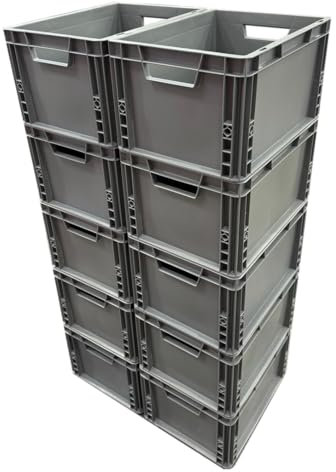 Pack of 10 x 20 Litre Recycled Plastic Storage Boxes - Van Storage Boxes, Heavy Duty Boxes for Storage
