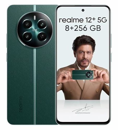 realme 12+ 5G Smartphone, 8 GB y 256 GB con NFC, Sony LYT-600 OIS, Chipset Dimensity 7050, Pantalla AMOLED de 120 Hz, Potente Batería de 5000mAh, Pioneer Green (Adaptador Incluido)