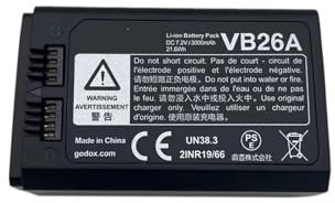 Lithium Battery ,Compatible For Godox VC26 VB26 VB26A DC, 3000mAh 21.6Wh USB Replacement Li-ion Battery Charger ,Compatible For Godox V860III V1 V850III Flash Speedlite(VB26A Li-ion Battery)