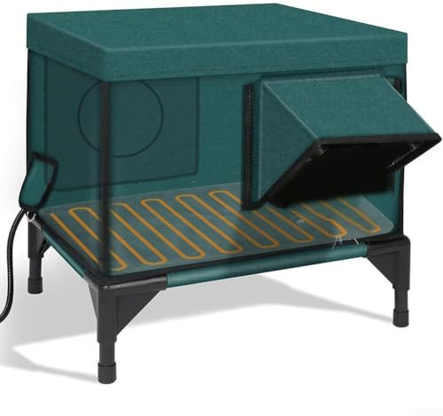 Winter Outdoor Heated Cat House, Heated Cat House for Outside, Weatherproof Outdoor Cat House with Heating Pad, Insulated Shelter Fully Insulated Cat House for Cats