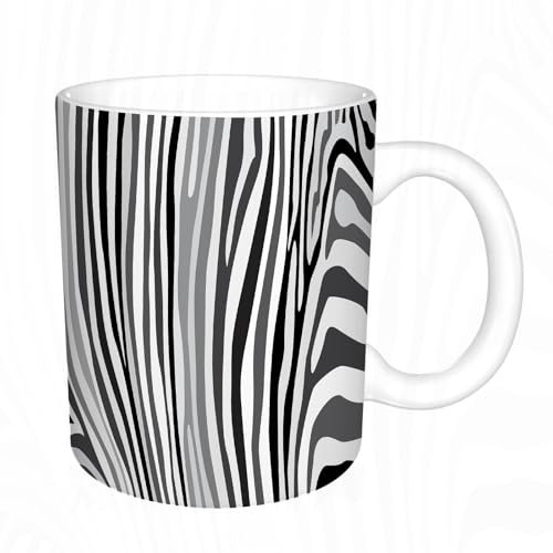 YFHJV Coffee Mug Funny Mug,Zebra Print,Zebra Pattern Vertical Striped Nature Wildlife Inspired Fash,Tea Cup Cup Gift Birthday Work Office Christmas Printed Coffee Cup 11Oz Cups 330ml Large Coffee Mug