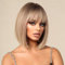 YEESHEDO Kurze Bob Blonde Ombre Haar Perücken Gerade mit Flach Pony Synthetische Bunte Cosplay Tägliche Party Perücke für Frauen Natürliche Wie Echthaar 30cm