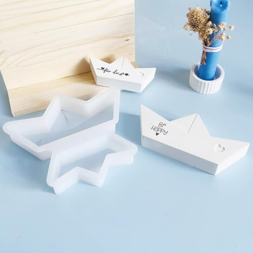 ALEFBET Silikonform Origami Boot,Silikonformen Gießformen Boot,Silikon Gießform Origami Boot,Gipsformen zum Gießen,Epoxidharz Forme X1055