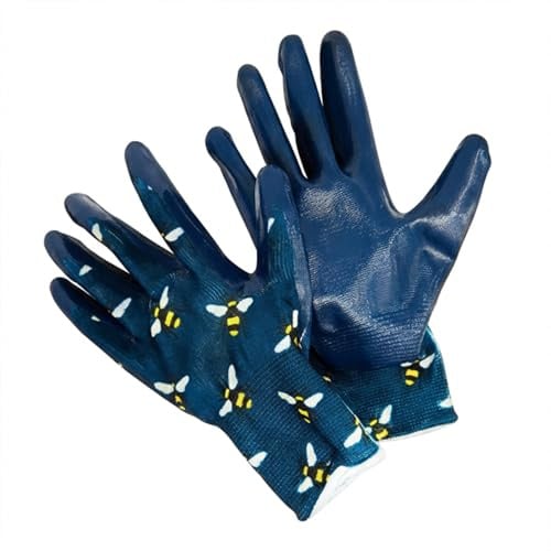 Briers Ladies Patterned Gardening Gloves, Medium Size, Stretch Fit, for Seeding and Weeding (Bees)