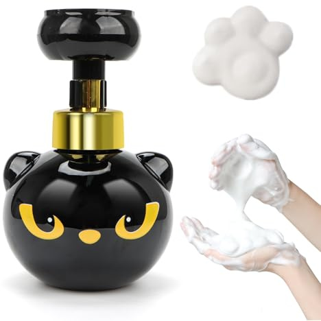 Katzenpfote Seifenspender,Cat Paw Soap Dispenser,Moderne Seifenspender Schwarz Niedliche Form,Nachfüllbarer Seifenbehälter mit Pumpspender für Badezimmer,Arbeitsplatte,Küche